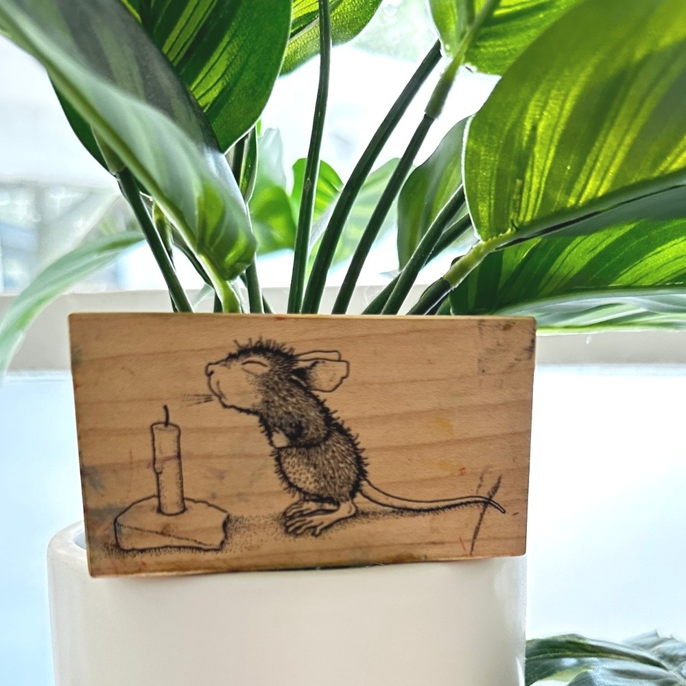 Stampa Rosa House Mouse Make A Wish Rubber Stamp‎ 1998 Retired